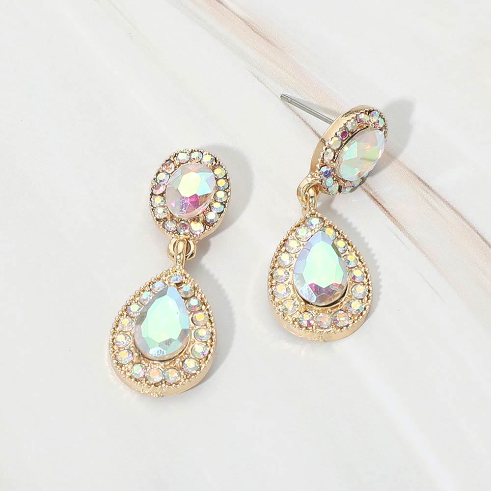 Faceted Teardrop Dangle Evening Earrings