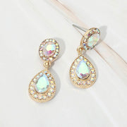 Faceted Teardrop Dangle Evening Earrings