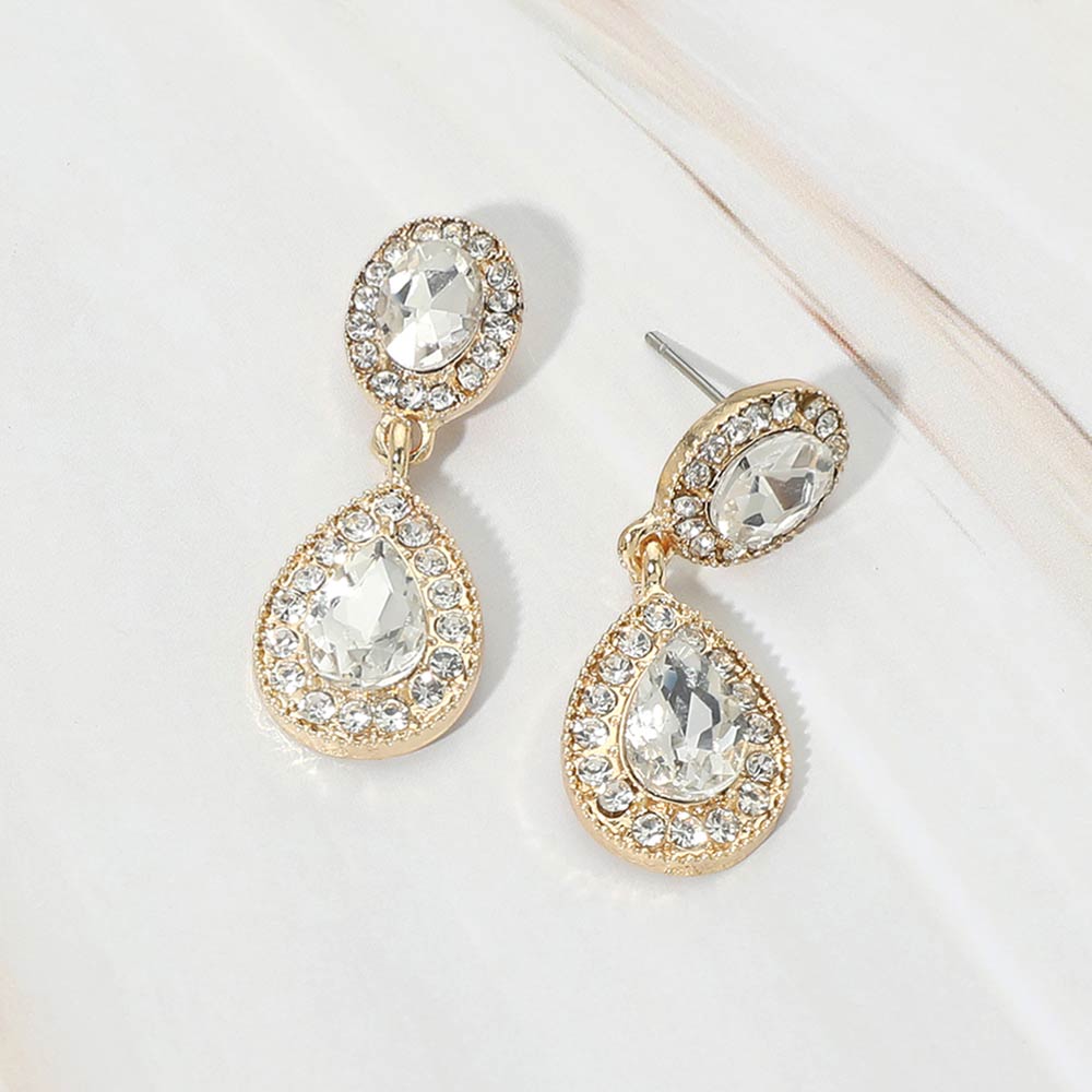 Faceted Teardrop Dangle Evening Earrings