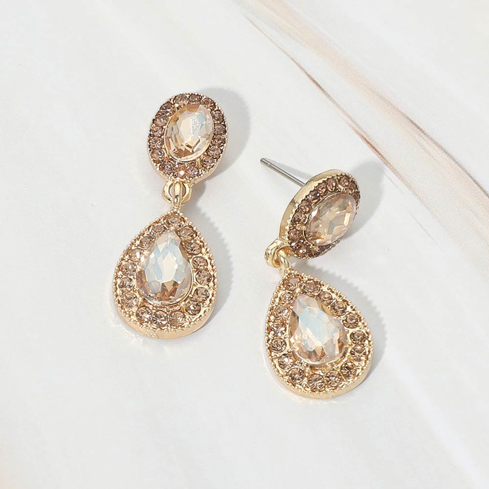 Faceted Teardrop Dangle Evening Earrings
