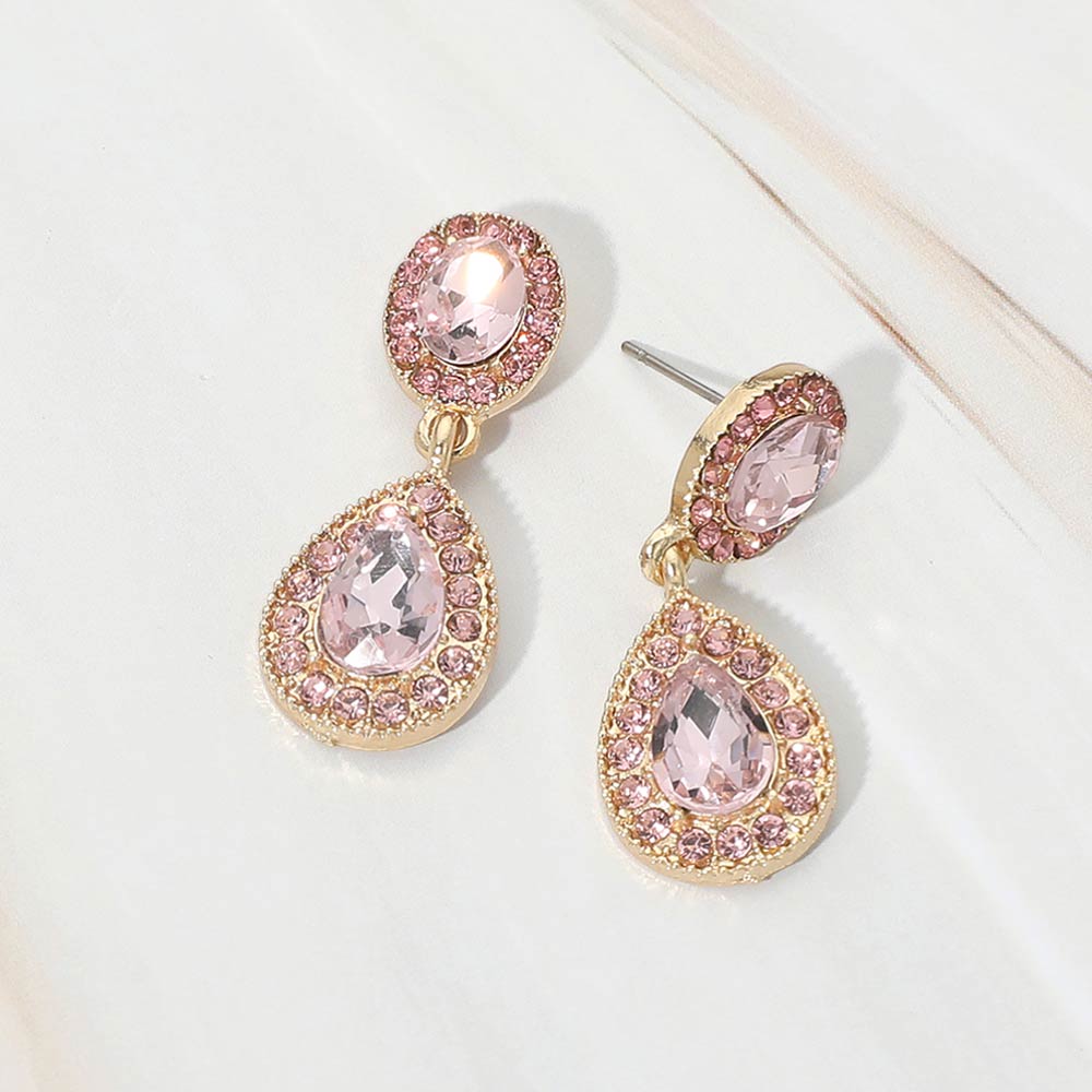 Faceted Teardrop Dangle Evening Earrings