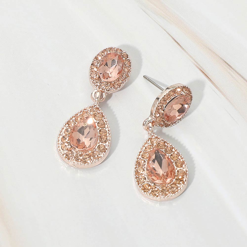 Faceted Teardrop Dangle Evening Earrings