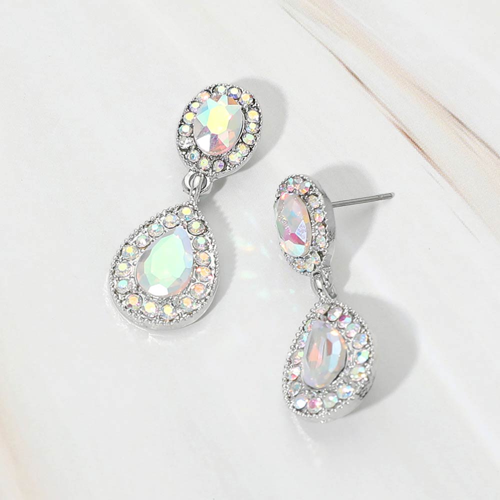 Faceted Teardrop Dangle Evening Earrings