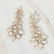 Teardrop Stone Cluster Embellished Drop Evening Earrings