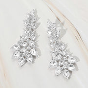 Teardrop Stone Cluster Embellished Drop Evening Earrings