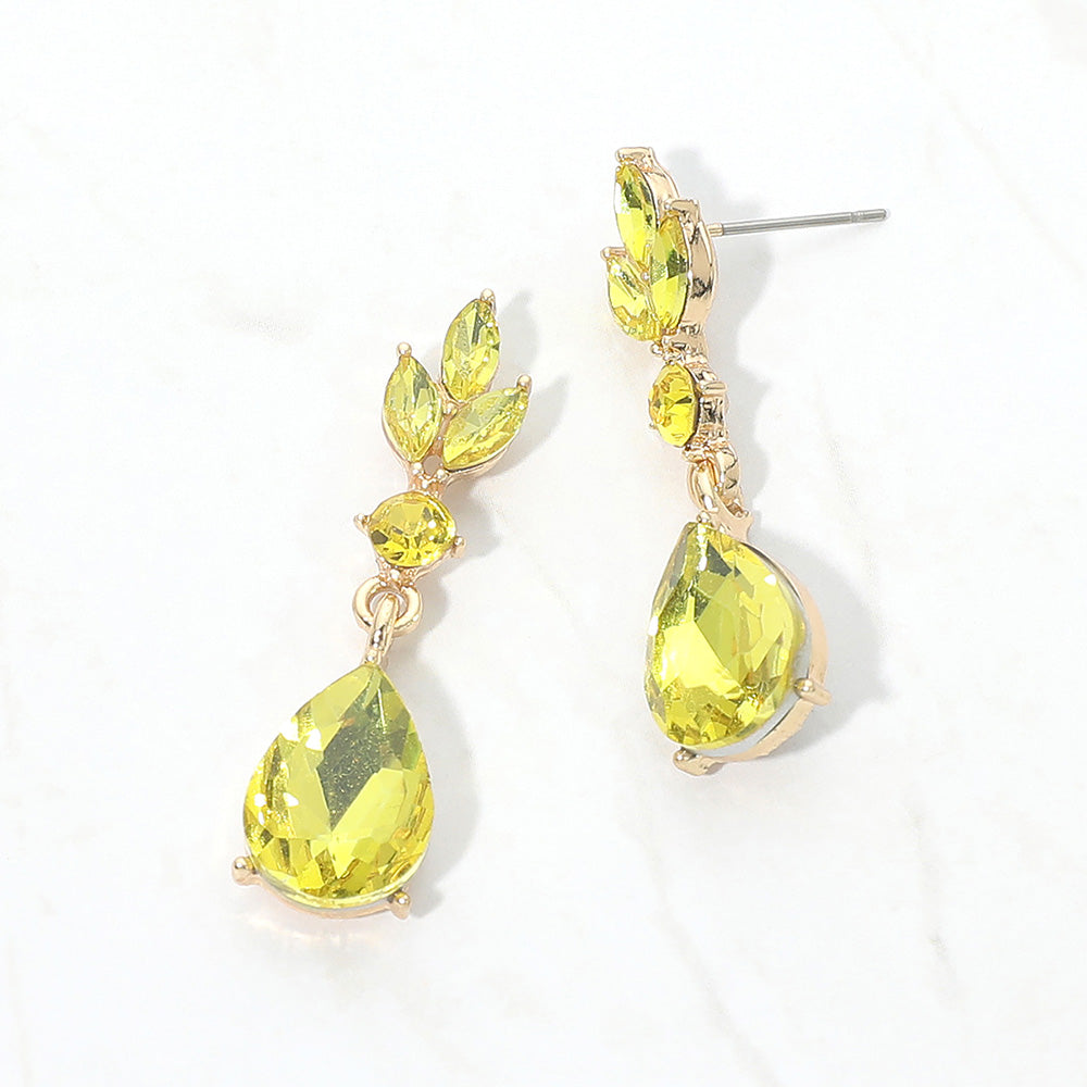 Teardrop Cluster Drop Evening Earrings