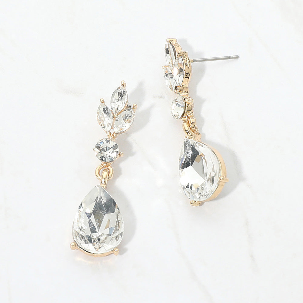 Teardrop Cluster Drop Evening Earrings