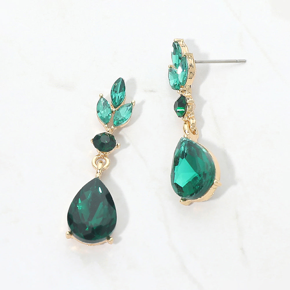 Teardrop Cluster Drop Evening Earrings