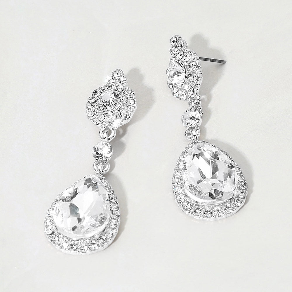 Teardrop Crystal Drop Evening Earrings