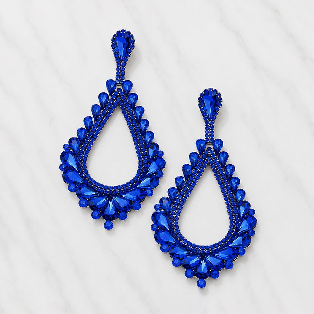 Oversized Cutout Teardrop Cluster Vine Evening Earrings