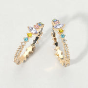 Marquise Stone Accent Round Crystal Around Huggie Hoop Earrings