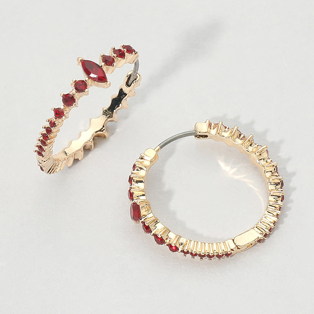 Marquise Stone Accent Round Crystal Around Huggie Hoop Earrings