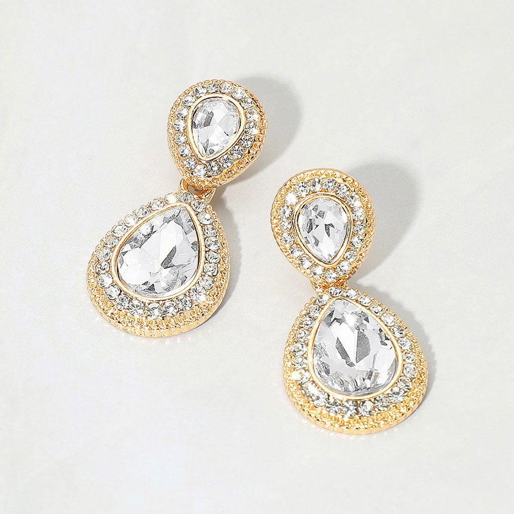 Crystal Teardrop Evening Earrings