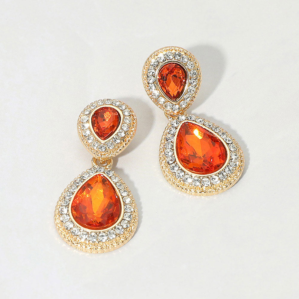 Crystal Teardrop Evening Earrings