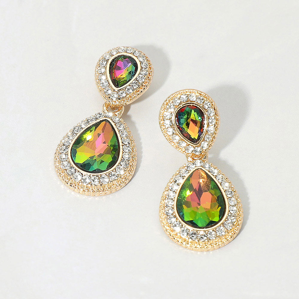 Crystal Teardrop Evening Earrings