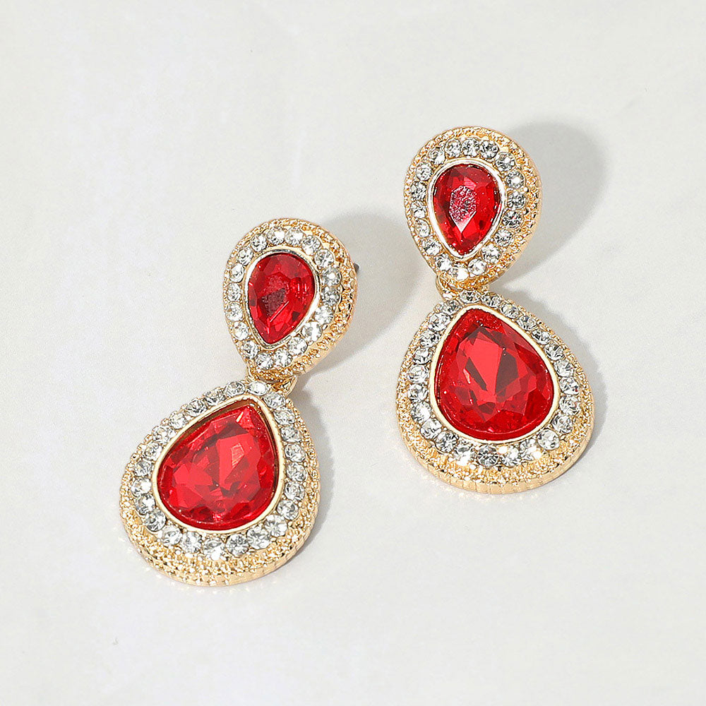 Crystal Teardrop Evening Earrings
