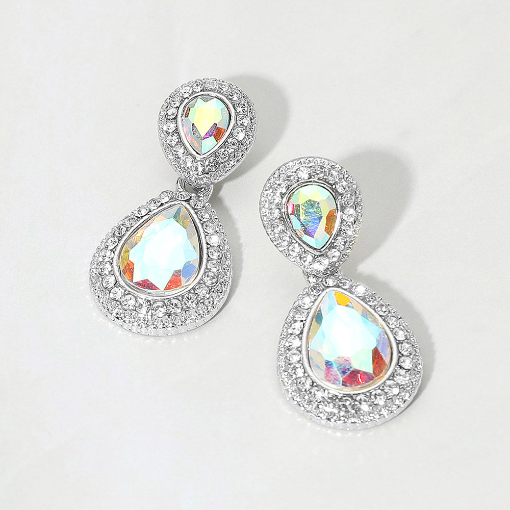 Crystal Teardrop Evening Earrings