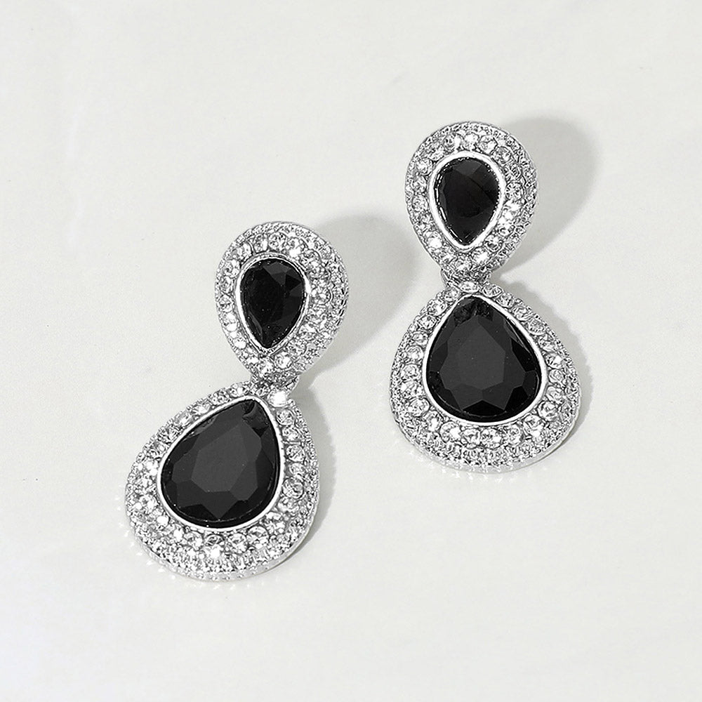 Crystal Teardrop Evening Earrings