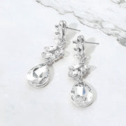 Glass Stone Cluster Embellished Drop Dangle Evening Earrings