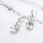 Teardrop Glass Stone Drop Stone Paved Swirl Evening Earrings