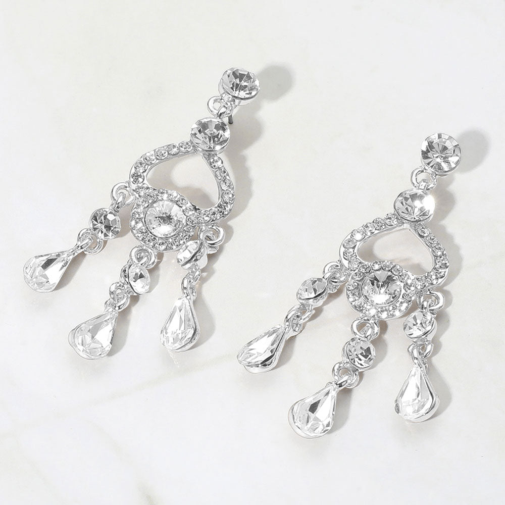 Teardrop Stone Cluster Rip Chandelier Dangle Evening Earrings