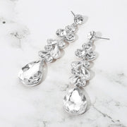 Teardrop Stone Cluster Drop Evening Earrings