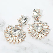 Bold Marquise Stone Fan Drop Statement Evening Earrings