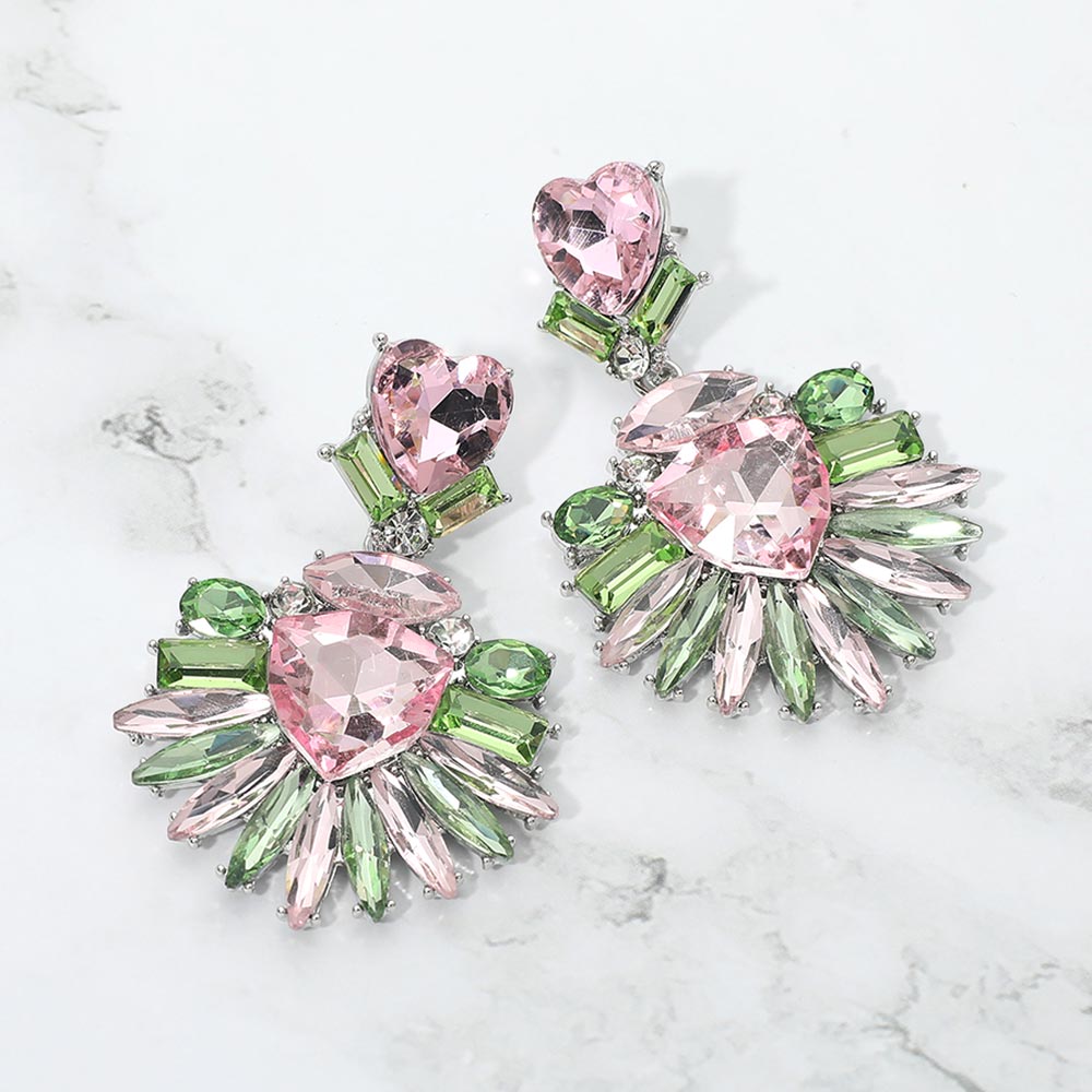 Bold Marquise Stone Fan Drop Statement Evening Earrings