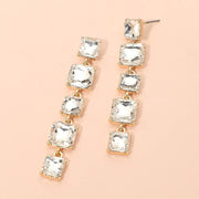Square Stone Cluster Link Drop Earrings