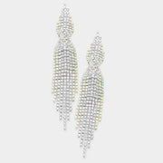 Long rhinestone fringe earrings