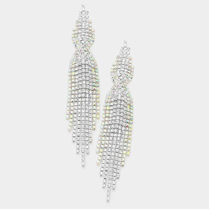 Long rhinestone fringe earrings