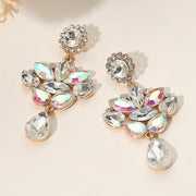 Teardrop Stone Cluster Dangle Marquise Stone Cluster Embellished Drop Evening Earrings