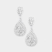 Crystal Rhinestone Pave Teardrop Evening Earrings