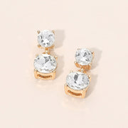 Double Round Stone Drop Earrings