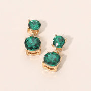 Double Round Stone Drop Earrings