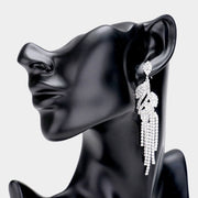 Rhinestone Crystal Leaf Drop Evening Earrings