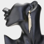 Rhinestone Multi Strand Drop Evening Earrings