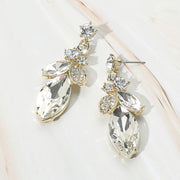 Marquise Stone Accented Dangle Evening Earrings