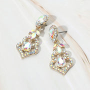 Teardrop Marquise Stone Accented Dangle Evening Earrings