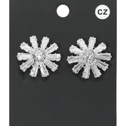 Flower CZ Stone Stud Evening Earrings