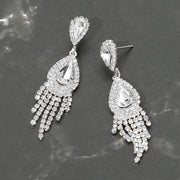Teardrop Fringe Drop Evening Earrings