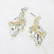 Marquise Stone Cluster Drop Evening Earrings