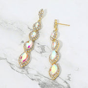 Marquise Stone Link Drop Evening Earrings