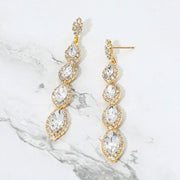 Marquise Stone Link Drop Evening Earrings