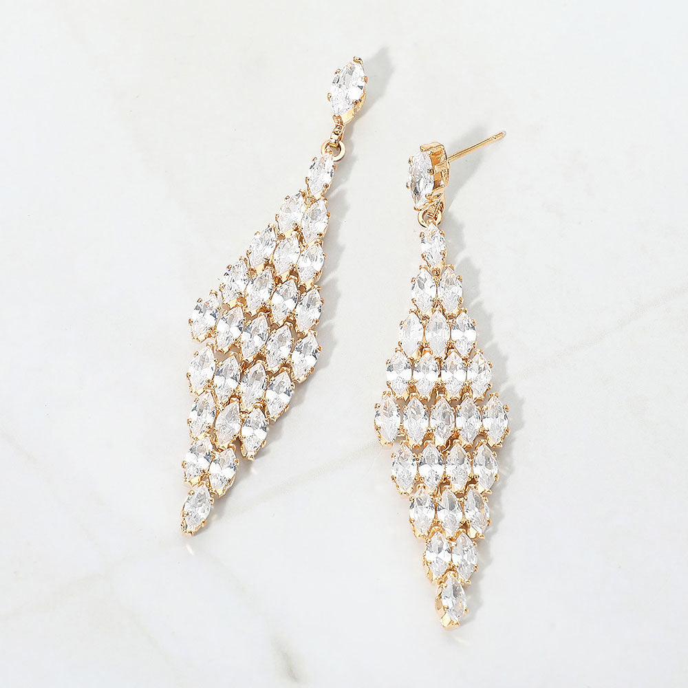 Marquise CZ Chandelier Drop Evening Earrings