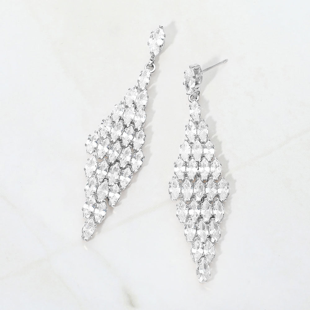 Marquise CZ Chandelier Drop Evening Earrings