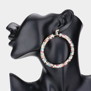 Rhinestone Statement Open Circle Evening Earrings