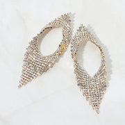 Abstract Rhinestone Fringe Glam Statement Earrings