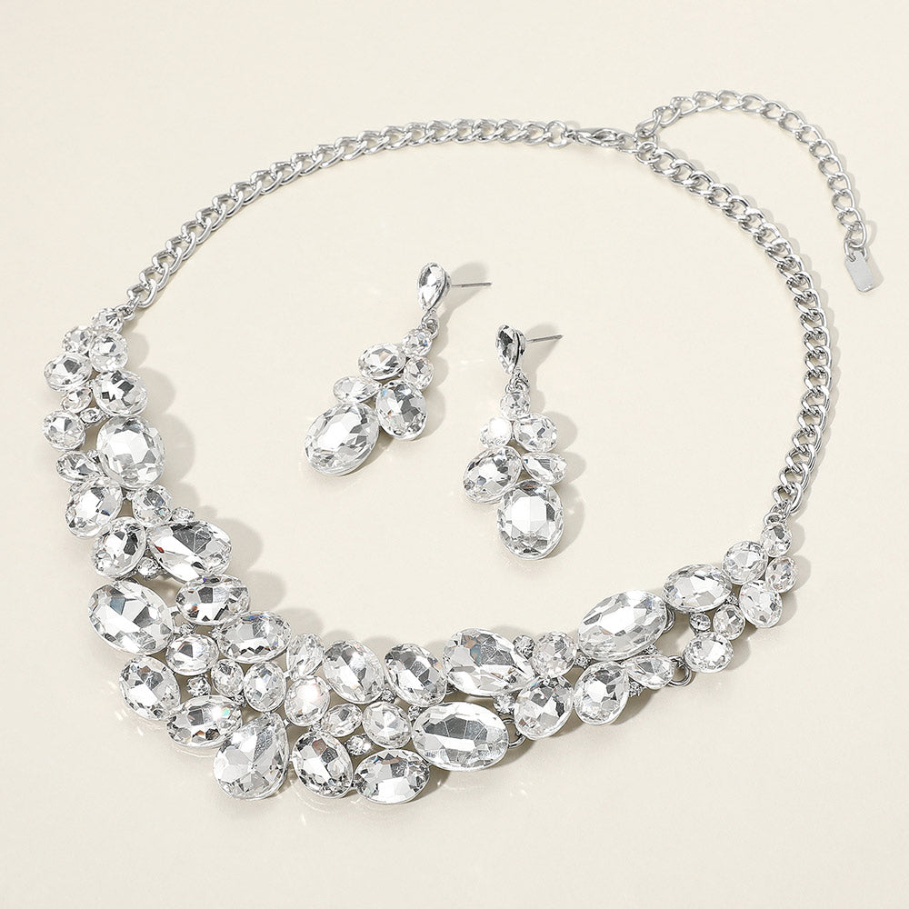 Multi Stone Bubble Cluster Evening Necklace