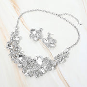 Floral Crystal Embellished Evening Necklace